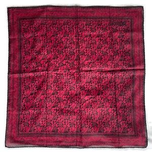 Vintage Women's Red & Black Floral Printed Neck / Head Scarf